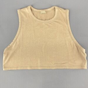 SKIMS Tan Knit Crop Mock Neck Sleeveless Tank Top Women's M